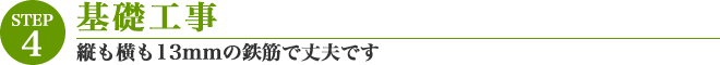 [STEP04]基礎工事「縦も横も13mmの鉄筋で丈夫です」