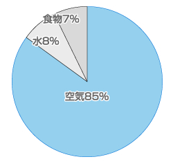 一生涯に摂取する物質の割合